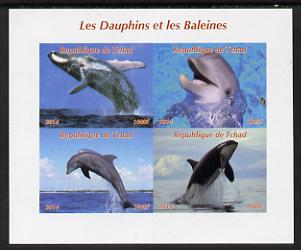 Chad 2014 Whales & Dolphins imperf sheetlet containing 4 values unmounted mint. Note this item is privately produced and is offered purely on its thematic appeal. .