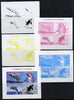 Chad 2014 Whales & Dolphins sheetlet containing 4 values - the set of 5 imperf progressive proofs comprising the 4 individual colours plus all 4-colour composite, unmounted mint.