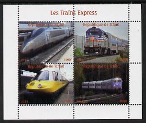 Chad 2014 High Speed Trains #2 perf sheetlet containing 4 values unmounted mint. Note this item is privately produced and is offered purely on its thematic appeal. .