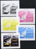 Chad 2014 High Speed Trains #2 sheetlet containing 4 values - the set of 5 imperf progressive proofs comprising the 4 individual colours plus all 4-colour composite, unmounted mint.