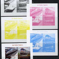 Chad 2014 High Speed Trains #2 sheetlet containing 4 values - the set of 5 imperf progressive proofs comprising the 4 individual colours plus all 4-colour composite, unmounted mint.