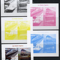 Chad 2014 High Speed Trains #2 sheetlet containing 4 values - the set of 5 imperf progressive proofs comprising the 4 individual colours plus all 4-colour composite, unmounted mint.