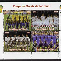Chad 2014 Football World Cup #1 perf sheetlet containing 4 values unmounted mint. Note this item is privately produced and is offered purely on its thematic appeal. .