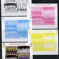 Chad 2014 Football World Cup #1 sheetlet containing 4 values - the set of 5 imperf progressive proofs comprising the 4 individual colours plus all 4-colour composite, unmounted mint.