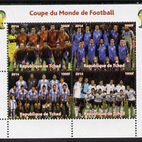 Chad 2014 Football World Cup #2 perf sheetlet containing 4 values unmounted mint. Note this item is privately produced and is offered purely on its thematic appeal. .