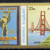 Fujeira 1972 Golden Gate Bridge 25 Dh perf se-tenant with label from Olympics Games - People & Places set of 20 unmounted mint, Mi 1048A