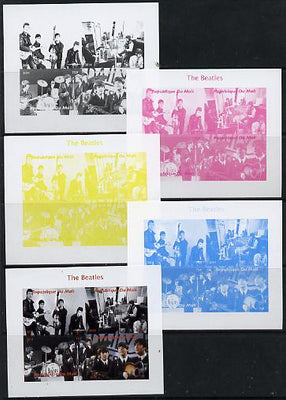 Mali 2014 The Beatles #2 sheetlet containing 4 values - the set of 5 imperf progressive proofs comprising the 4 individual colours plus all 4-colour composite, unmounted mint