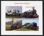 Mali 2014 Steam Locomotives #1 imperf sheetlet containing 4 values unmounted mint. Note this item is privately produced and is offered purely on its thematic appeal, it has no postal validity