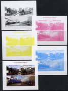 Mali 2014 Steam Locomotives #2 sheetlet containing 4 values - the set of 5 imperf progressive proofs comprising the 4 individual colours plus all 4-colour composite, unmounted mint