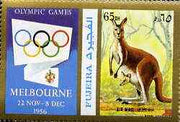 Fujeira 1972 Kangaroo 65 Dh perf se-tenant with label from Olympics Games - People & Places set of 20 unmounted mint, Mi 1052A