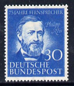 Germany - West 1953 75th Anniversary of German Telephones 30pf unmounted mint SG 1087