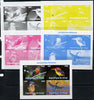 Chad 2014 Kingfishers sheetlet containing 4 values - the set of 5 imperf progressive proofs comprising the 4 individual colours plus all 4-colour composite, unmounted mint.