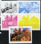 Chad 2014 Walt Disney's Lion King sheetlet containing 4 values - the set of 5 imperf progressive proofs comprising the 4 individual colours plus all 4-colour composite, unmounted mint.
