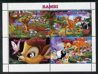 Chad 2014 Walt Disney's Bambi perf sheetlet containing 4 values unmounted mint. Note this item is privately produced and is offered purely on its thematic appeal. .