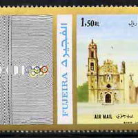 Fujeira 1972 Tepotztlan's Cathedral, Mexico 1R50 perf se-tenant with label from Olympics Games - People & Places set of 20 unmounted mint, Mi 1055A