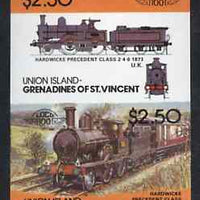 St Vincent - Union Island $2.50 Locomotive Hardwicke Precedent se-tenant proof pair as issued but imperforate unmounted mint