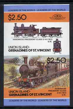 St Vincent - Union Island $2.50 Locomotive Hardwicke Precedent se-tenant proof pair as issued but imperforate unmounted mint
