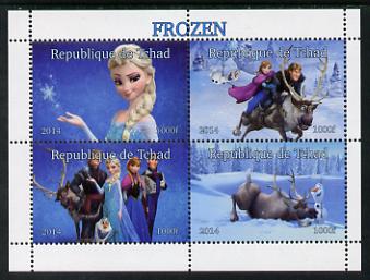 Chad 2014 Walt Disney's Frozen #1 perf sheetlet containing 4 values unmounted mint. Note this item is privately produced and is offered purely on its thematic appeal. .
