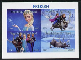 Chad 2014 Walt Disney's Frozen #1 imperf sheetlet containing 4 values unmounted mint. Note this item is privately produced and is offered purely on its thematic appeal. .