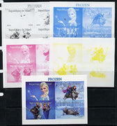 Chad 2014 Walt Disney's Frozen #1 sheetlet containing 4 values - the set of 5 imperf progressive proofs comprising the 4 individual colours plus all 4-colour composite, unmounted mint.