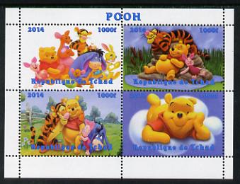 Chad 2014 Walt Disney's Pooh perf sheetlet containing 4 values unmounted mint. Note this item is privately produced and is offered purely on its thematic appeal. .