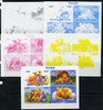 Chad 2014 Walt Disney's Pooh sheetlet containing 4 values - the set of 5 imperf progressive proofs comprising the 4 individual colours plus all 4-colour composite, unmounted mint.