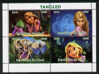 Chad 2014 Walt Disney's Tangled perf sheetlet containing 4 values unmounted mint. Note this item is privately produced and is offered purely on its thematic appeal. .