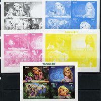 Chad 2014 Walt Disney's Tangled sheetlet containing 4 values - the set of 5 imperf progressive proofs comprising the 4 individual colours plus all 4-colour composite, unmounted mint.