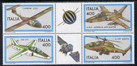 Italy 1983 Aircraft 3rd series se-tenant block of 6 (4 stamps plus 2 labels) unmounted mint SG 1792a
