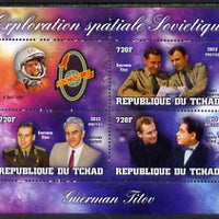 Chad 2013 Soviet Space Exploration - Gherman Titov #1 perf sheetlet containing three values plus label unmounted mint