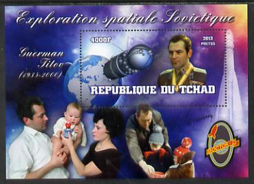 Chad 2013 Soviet Space Exploration - Gherman Titov perf deluxe containing one value unmounted mint