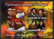 Chad 2013 Soviet Space Exploration - Andriyan Nikolayev & Pavel Popovich #1 imperf sheetlet containing three values plus label unmounted mint
