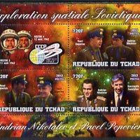 Chad 2013 Soviet Space Exploration - Andriyan Nikolayev & Pavel Popovich #2 perf sheetlet containing three values plus label unmounted mint