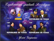 Chad 2013 Soviet Space Exploration - Yuri Gagarin #1 perf sheetlet containing three values plus label unmounted mint