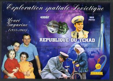 Chad 2013 Soviet Space Exploration - Yuri Gagarin perf deluxe containing one value unmounted mint