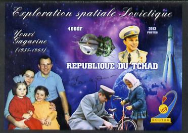 Chad 2013 Soviet Space Exploration - Yuri Gagarin imperf deluxe containing one value unmounted mint