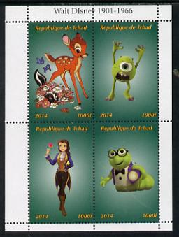 Chad 2014 Walt Disney #6 perf sheetlet containing 4 values unmounted mint. Note this item is privately produced and is offered purely on its thematic appeal. .