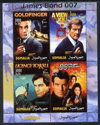 Somalia 2004 James Bond perf sheetlet containing 4 values unmounted mint. This sheet is in a small format with a predominately blue margin (see also item 708021). Note this item is privately produced and is offered purely on its thematic appeal