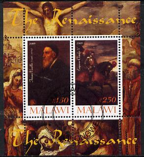 Malawi 2009 Renaissance Painters - Titian perf sheetlet containing 2 values cto used