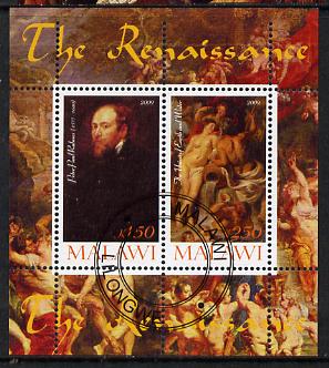 Malawi 2009 Renaissance Painters - Rubens perf sheetlet containing 2 values cto used