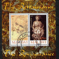 Malawi 2009 Renaissance Painters - Michelangelo perf sheetlet containing 2 values cto used