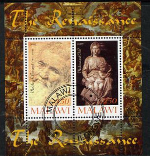 Malawi 2009 Renaissance Painters - Michelangelo perf sheetlet containing 2 values cto used