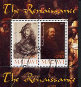 Malawi 2009 Renaissance Painters - Rembrandt perf sheetlet containing 2 values cto used