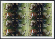 Abkhazia 1996 Dinosaurs perf sheet of 16 values containing 4 sets of 4 (each with Hong Kong 96 imprint) unmounted mint