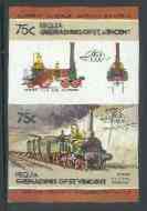 St Vincent - Bequia 1984 Locomotives #2 (Leaders of the World) 75c (4-4-2 Borsig) imperf se-tenant pair unmounted mint*