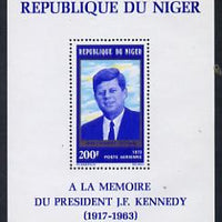 Niger Republic 1973 Tenth Death Anniversary of John Kennedy perf m/sheet unmounted mint. Note this item is privately produced and is offered purely on its thematic appeal SG MS 512