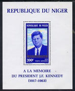 Niger Republic 1973 Tenth Death Anniversary of John Kennedy perf m/sheet unmounted mint. Note this item is privately produced and is offered purely on its thematic appeal SG MS 512