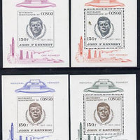 Congo 1966 Kennedy Commemoration - 2nd issue set of 4 individual sheetlets (2 perf & 2 imperf)unmounted mint as SG MS 630