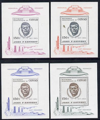 Congo 1966 Kennedy Commemoration - 2nd issue set of 4 individual sheetlets (2 perf & 2 imperf)unmounted mint as SG MS 630