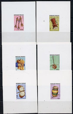 Togo 1977 Musical Instruments set of 6 individual imperf deluxe sheets unmounted mint as SG 1185-90